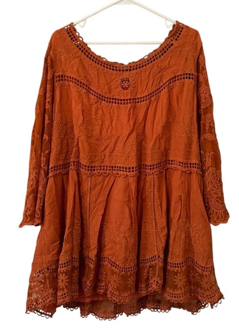 Indigo Thread Co Women Size 1X Crochet Blouse/Dress Whimsy Fairy Boho Hippie